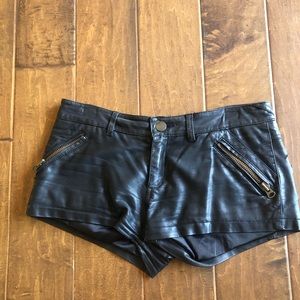 Free people black faux leather low rise shorts